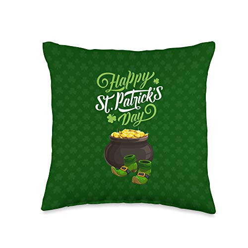 St Patricks Day Shamrock Green Plaid St Patricks Day Green Irish Shamrock Throw Pillow  16x16  Multicolor