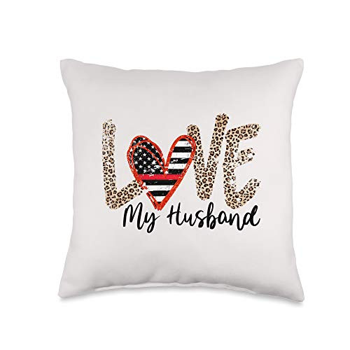 Love My Husband Firefighter Fireman Wife Present Love My Husband Back The Red Firefighter Fireman Wife Gift Throw Pillow  16x16  Multicolor