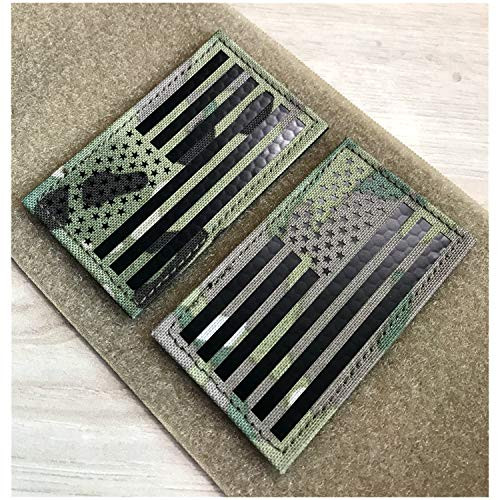 2x3.5" Infrared IR US USA American Flag Patch Tactical Vest Patch Hook-Fastener Backing 1 Left Plus 1 Right?  Multicam
