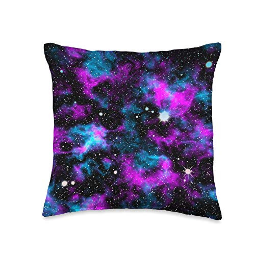 TrendyGrips Galaxy Space Nebula Stars Cosmic Sky Blue Purple Throw Pillow  16x16  Multicolor