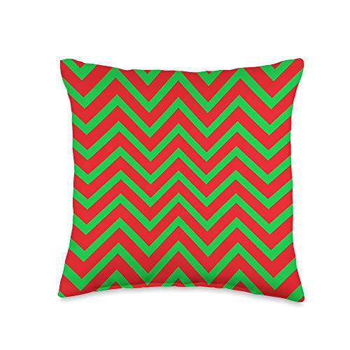 Red and Green Christmas Pattern Throw Pillow  16x16  Multicolor