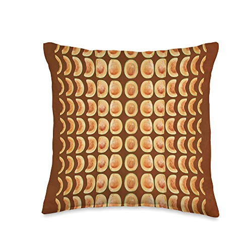 Melon Moon Phases Pillow Home Decor Cantaloup Moon Phases Feminist Astrology Orange Green Brown Throw Pillow  16x16  Multicolor