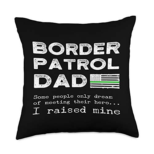 Border Patrol Thin Green Line Gifts Proud Border Patrol Dad Father Thin Green Line American Flag Throw Pillow  18x18  Multicolor