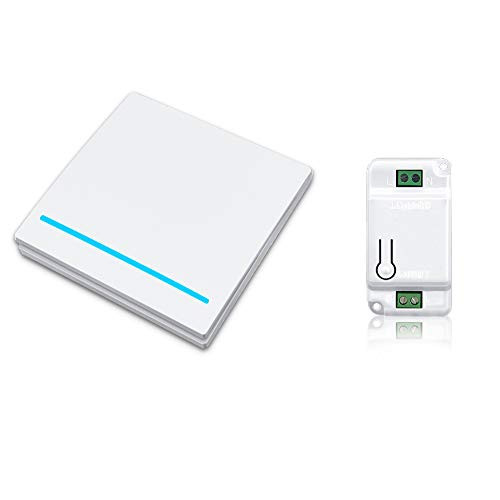 YIFAN Wireless Light Switch and Receiver Kit  433MHz Wireless RF Remote Control Switch for Led Light  Ceiling Lights and Lamps  328 Ft RF Range  No Wiring No WiFi Needed  1 Gang 1 Receiver