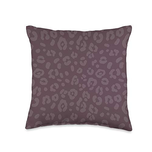 Vine Mercantile Plum Purple - Chic Elegant Leopard Animal Print Pattern Throw Pillow  16x16  Multicolor