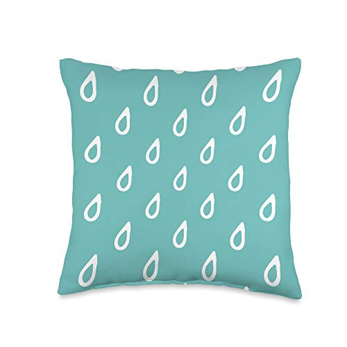 Toutware Teal Green Design with White Raindrops Throw Pillow  16x16  Multicolor