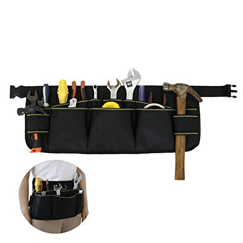 Canvas Waist Tool Apron with 13 Pockets Gardening Apron Tool Belt Organizer Hanging Pouch for Garden  Black