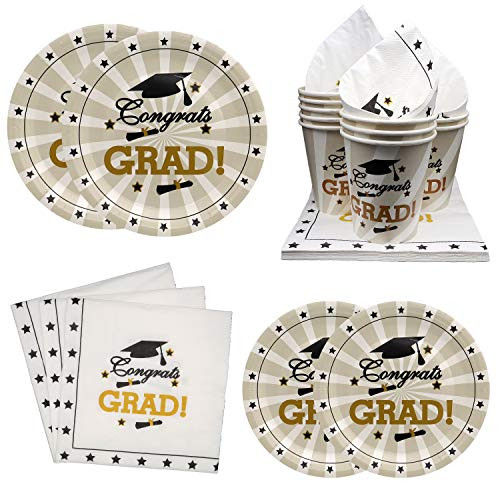 Pandecor Graduation Party Decorations 120 Pcs Party Supplies-Serves 30- Disposable Tableware Set Include 30 Dinner Plates 30 Dessert Plates 30 Cups and 30 Napkins 120 PCS Graduation Party Pack Pandecor Graduation Party Decorations 120 Pcs Party Supplies-Serves 30- Disposable Tableware Set Include 30 Dinner Plates 30 Dessert Plates 30 Cups and 30 Napkins 120 PCS Graduation Party Pack