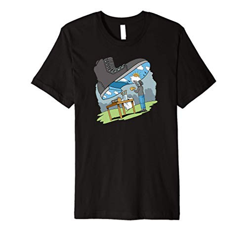 Painter paints the totalitarian shoe coming from the sky Premium T-Shirt