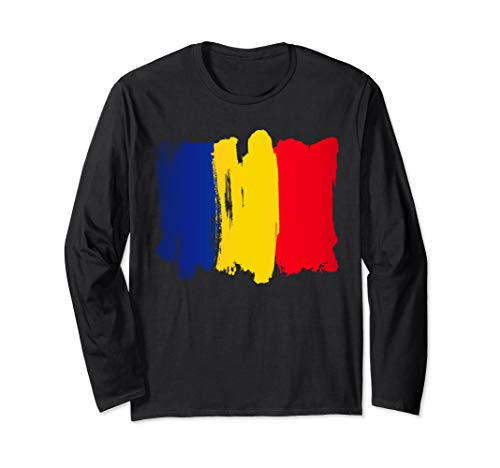 Romania Flag Paint Style Long Sleeve T-Shirt