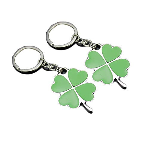 St.Patrick Shamrock Clover Keyring Green Petal Leaf Clover Lucky Keychain JHSP17 (B)