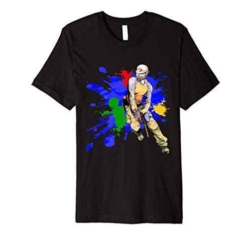 Paintball Player Paintball Gun Glasses Splattered Paint Gift Premium T-Shirt