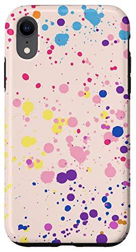 iPhone XR Retro 80s 90s Colorful Paint Splatter Pattern Pink Purple Case