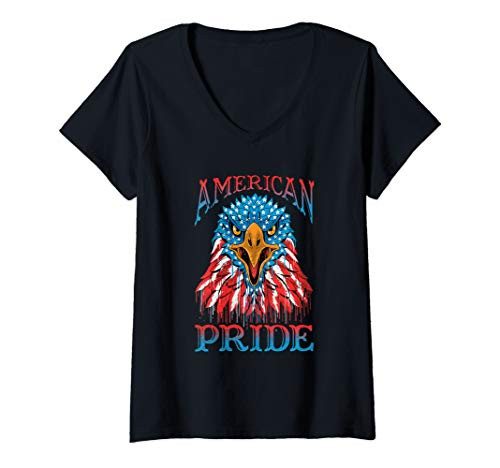Womens American Flag Eagle Freedom Art Dripping Paint July 4th Gift V-Neck T-Shirt Womens American Flag Eagle Freedom Art Dripping Paint July 4th Gift V-Neck T-Shirt