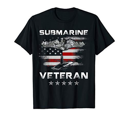 Vintage Submarine Veteran American Flag T-Shirt Patriotic