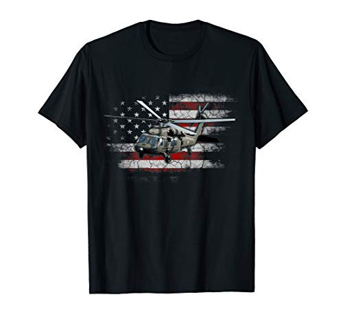 UH-60 Black Hawk Helicopter Vintage Flag Veteran T-Shirt T-Shirt