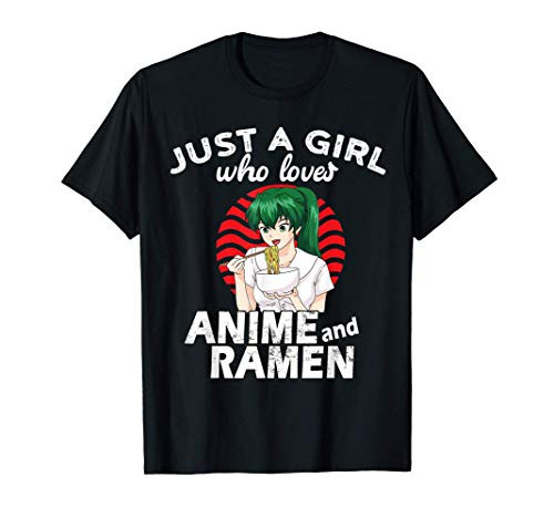 Anime Shirt Just A Girl Who Loves Anime and Ramen Kawaii T-Shirt Anime Shirt Just A Girl Who Loves Anime and Ramen Kawaii T-Shirt