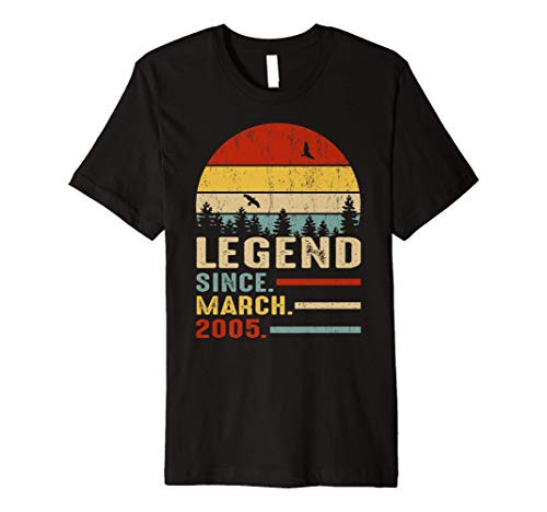 16 Years Old Retro Birthday Gift Legend Since March 2005 Premium T-Shirt