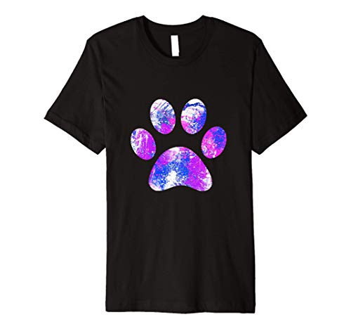 Funky Splash Paint Art Dog Paw Print Premium T-Shirt