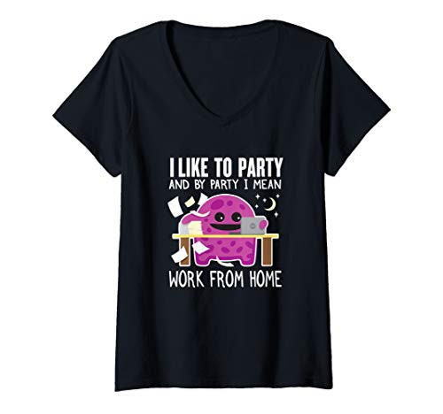 Womens Working from Home - Funny Remote Working Gift V-Neck T-Shirt