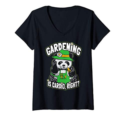 Womens Gardening Cardio Garden Tools Cute Panda Bear Gardener V-Neck T-Shirt Womens Gardening Cardio Garden Tools Cute Panda Bear Gardener V-Neck T-Shirt