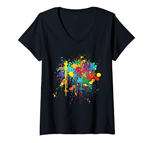 Womens Pretty Dirty Paint Splatter top V-Neck T-Shirt