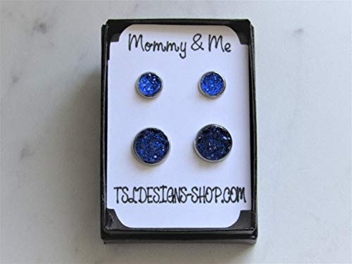 Mommy  and  Me Druzy Stud Earrings  Mother  and  Daughter Royal Blue Sparkle Matching Earrings  Great for Newly Pierced Ears Mommy  and  Me Druzy Stud Earrings  Mother  and  Daughter Royal Blue Sparkle Matching Earrings  Great for Newly Pierced Ears