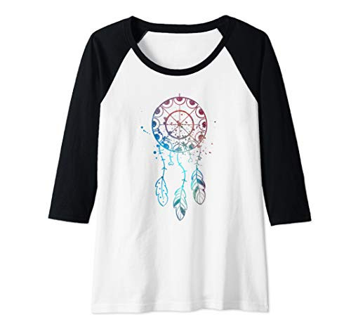 Womens Dreamcatcher Space Galaxy Stars Paint Splatter Camping Hiker Raglan Baseball Tee