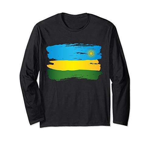 Rwanda Flag Paint Style Long Sleeve T-Shirt
