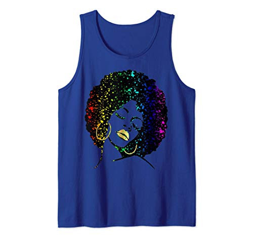 Black Girl Magic Rainbow Afro Queen Diva Lips Paint Drip Tank Top
