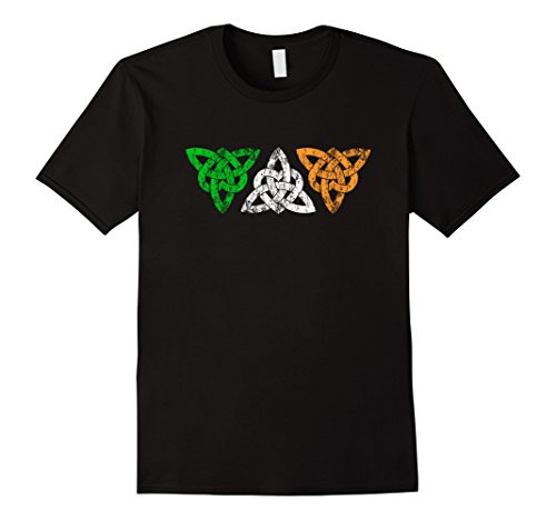 Irish Celtic Trinity knot hearts design  distressed T-shirt