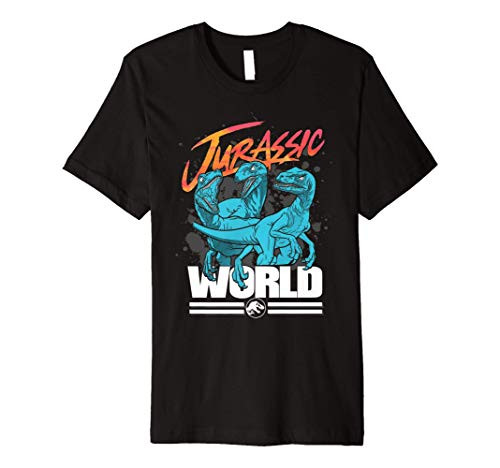 Jurassic World Colorful Raptor Trio Paint Splatter Logo Premium T-Shirt