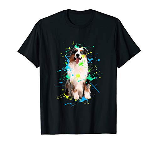 Australian Shepherd Gift Aussie Paint Splash T-Shirt