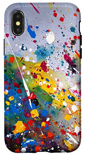 iPhone X XS Abstract Paint Splatter on Canvas Case