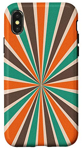iPhone X XS Abstract 70s Retro Colors Sunburst Teal Brown Orange Case