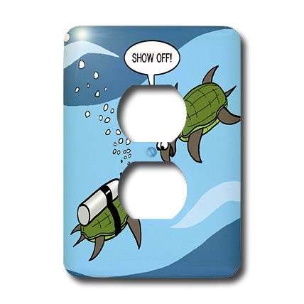 3dRose lsp_5289_6"Sea Turtle SCUBA Showing Off Underwater" 2 Plug Outlet Cover