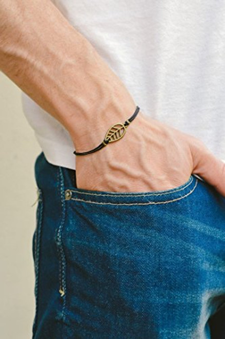 Leaf bracelet for men  men's bracelet  bronze leaf cutout charm  black cord  gift for him  nature bracelet  men's jewelry  hippie bracelet Leaf bracelet for men  men's bracelet  bronze leaf cutout charm  black cord  gift for him  nature bracelet  men's jewelry  hippie bracelet