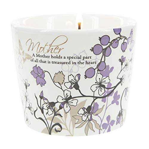 Pavilion Gift Company Mother-Single 8 Oz Soy Wax 100% Lead-Free Cotton Wick in Stoneware Vessel Candle  Purple