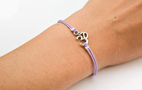 OM bracelet  purple bracelet with Tibetan silver Om charm  sanskrit  gift  Hindu symbol  spiritual yoga bracelet  chakra jewelry