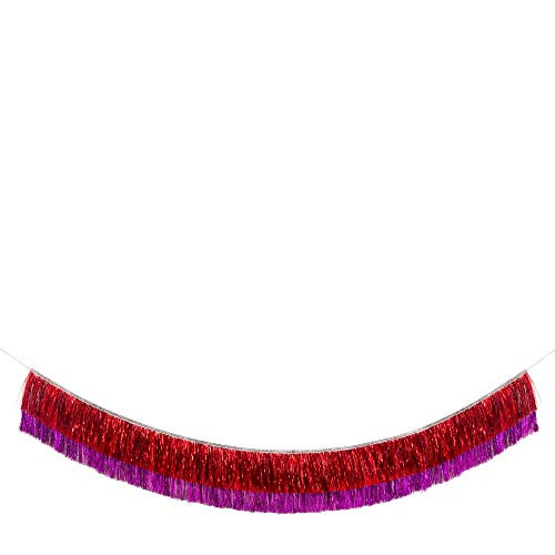 Meri Meri  Tinsel Fringe  Christmas Garland  Red  and  Pink