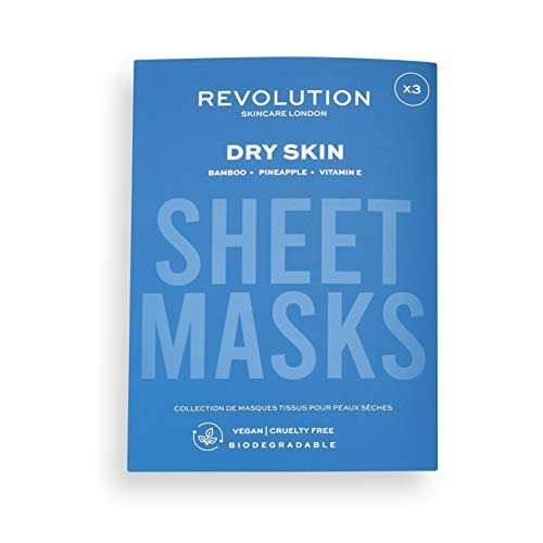 Revolution Skincare Biodegradable Face Sheet Mask 3 Pack  Dry Skin