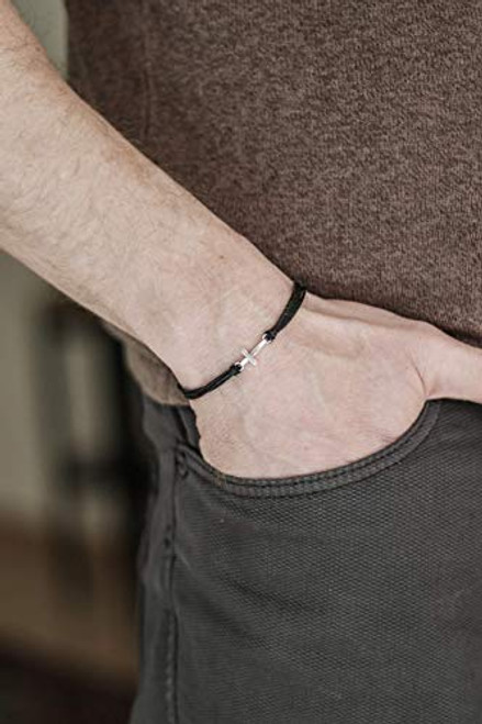 Cross Bracelet for Men Groomsmen Gift Men's Bracelet with Silver Tone Cross Charm Black Cord Gift for Him Christian Catholic Jewelry Cross Bracelet for Men Groomsmen Gift Men's Bracelet with Silver Tone Cross Charm Black Cord Gift for Him Christian Catholic Jewelry
