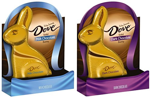 Dove Silky Smooth Chocolate Solid Easter Bunny - 2 ct. - 1 Milk Chocolate 4.5 Ounce Solid Bunny and 1 Dark Chocolate 4.5 Ounce Solid Bunny