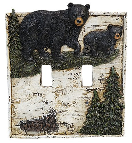 LL Home Bear ON Birch Double Switch Cover Decor