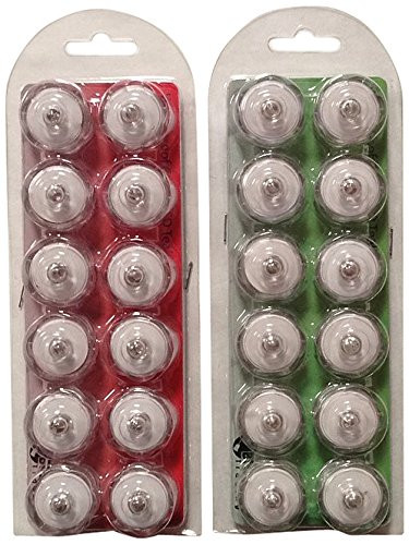 Bluedot Trading LED Battery Operated Submersible Tea Lights  Red and Green  24-Pack