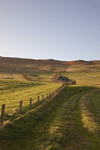 Posterazzi Northumberland England A Farm Structure And A Fence Around A Field Poster Print   12 x 19