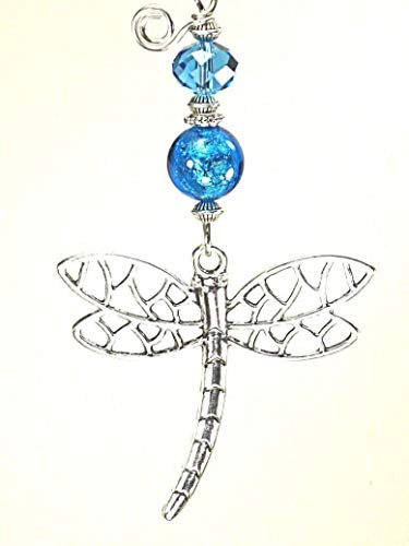 Turquoise Blue Silvery Metal Openwork Dragonfly Ceiling Fan Pull Chain