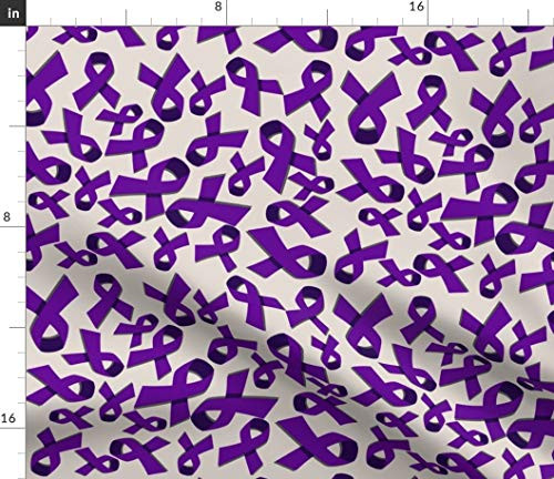 Spoonflower Fabric - Purple Awareness Cancer Animal Printed on Petal Signature Cotton Fabric by The Yard - Sewing Quilting Apparel Crafts Decor