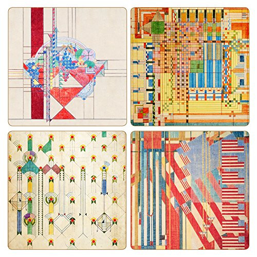 CoasterStone Absorbent Coasters  4-1 4-Inch  "Frank Lloyd Wright Liberty Covers II"  Set of 4