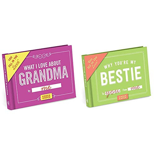 Knock Knock What I Love about Grandma Fill in the Love Book Fill-in-the-Blank Gift Journal  4.5 x 3.25-inches  and  Why You're My Bestie Fill in the Love Book Gift Journal  4.5 x 3.25-Inches